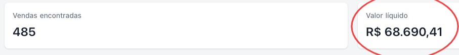 Print do valor líquido de R$ 68.690,41 em 30 dias